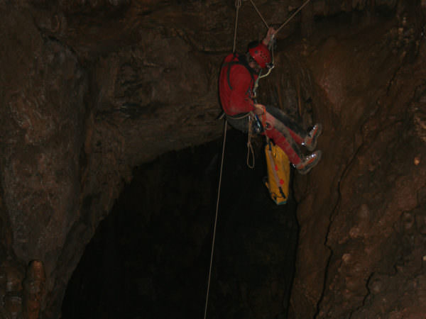 Abseiling in caving in the Atlantic Pyrenees 64