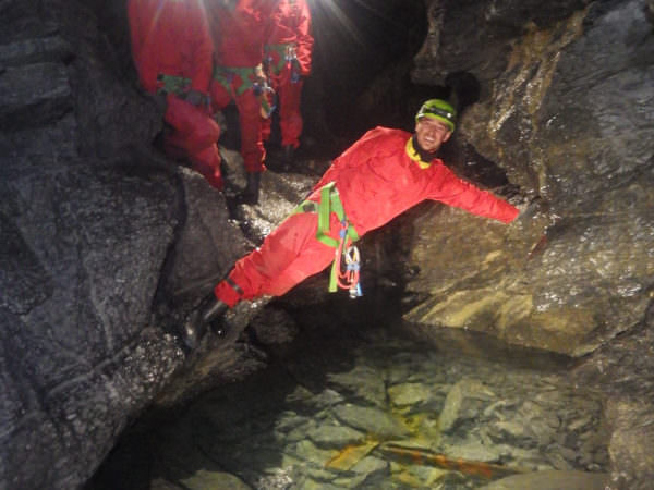 Caving in the Eaux-Chaudes cave, Laruns, Ossau Valley