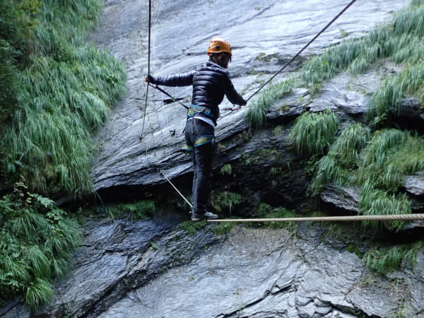 Via ferrata of Siala in Gourette, monkey bridge