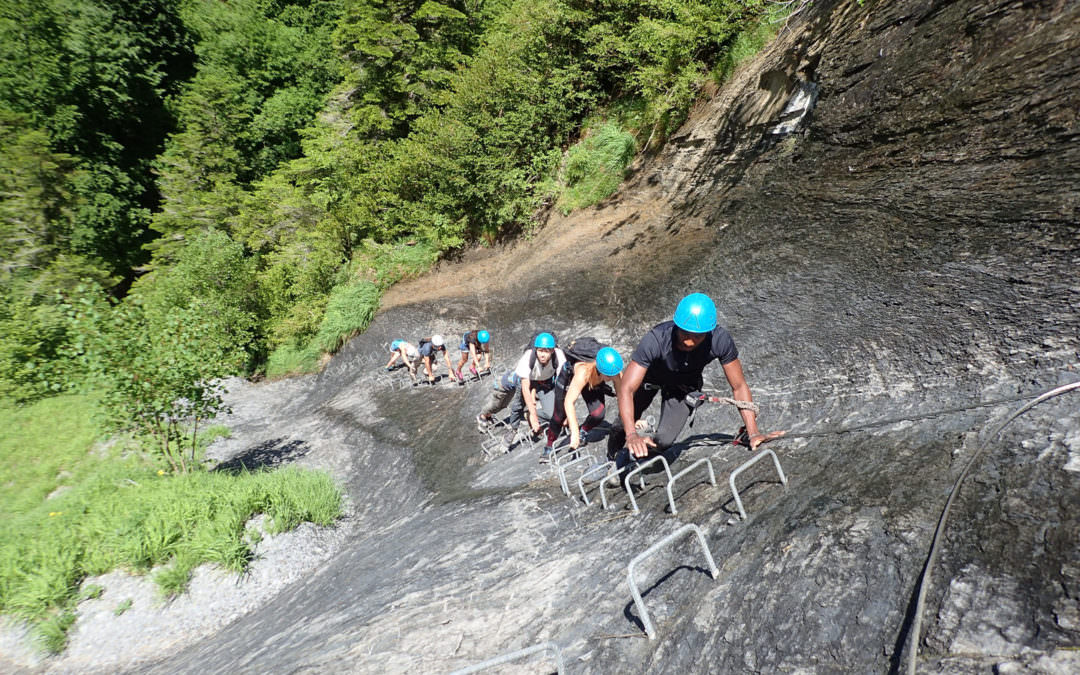 La vía ferrata de Siala en Gourette en los Pirineos Atlánticos