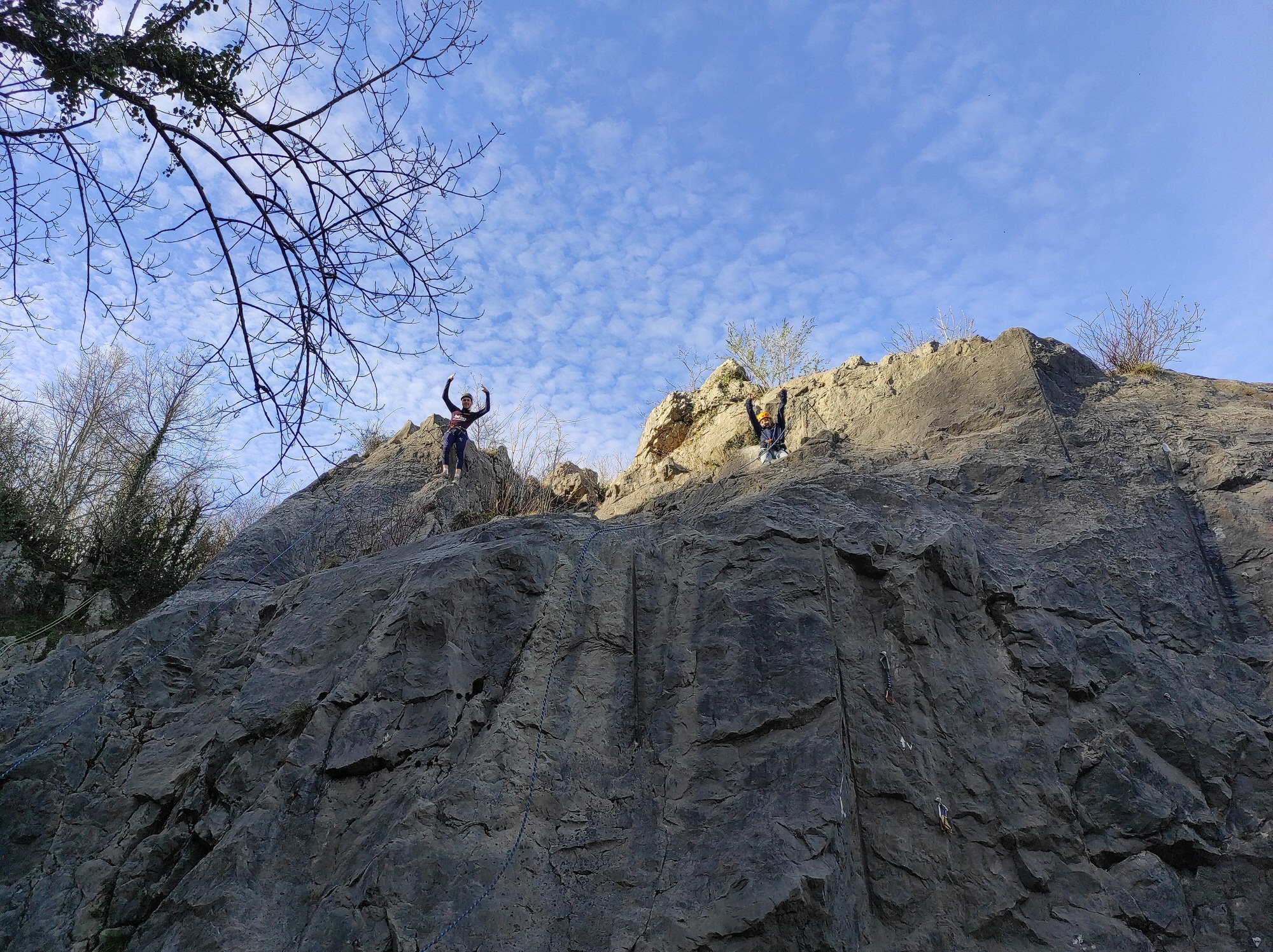 cliff climbing at the cirque d'anglas in Arudy (Ossau valley - Pyrenees)