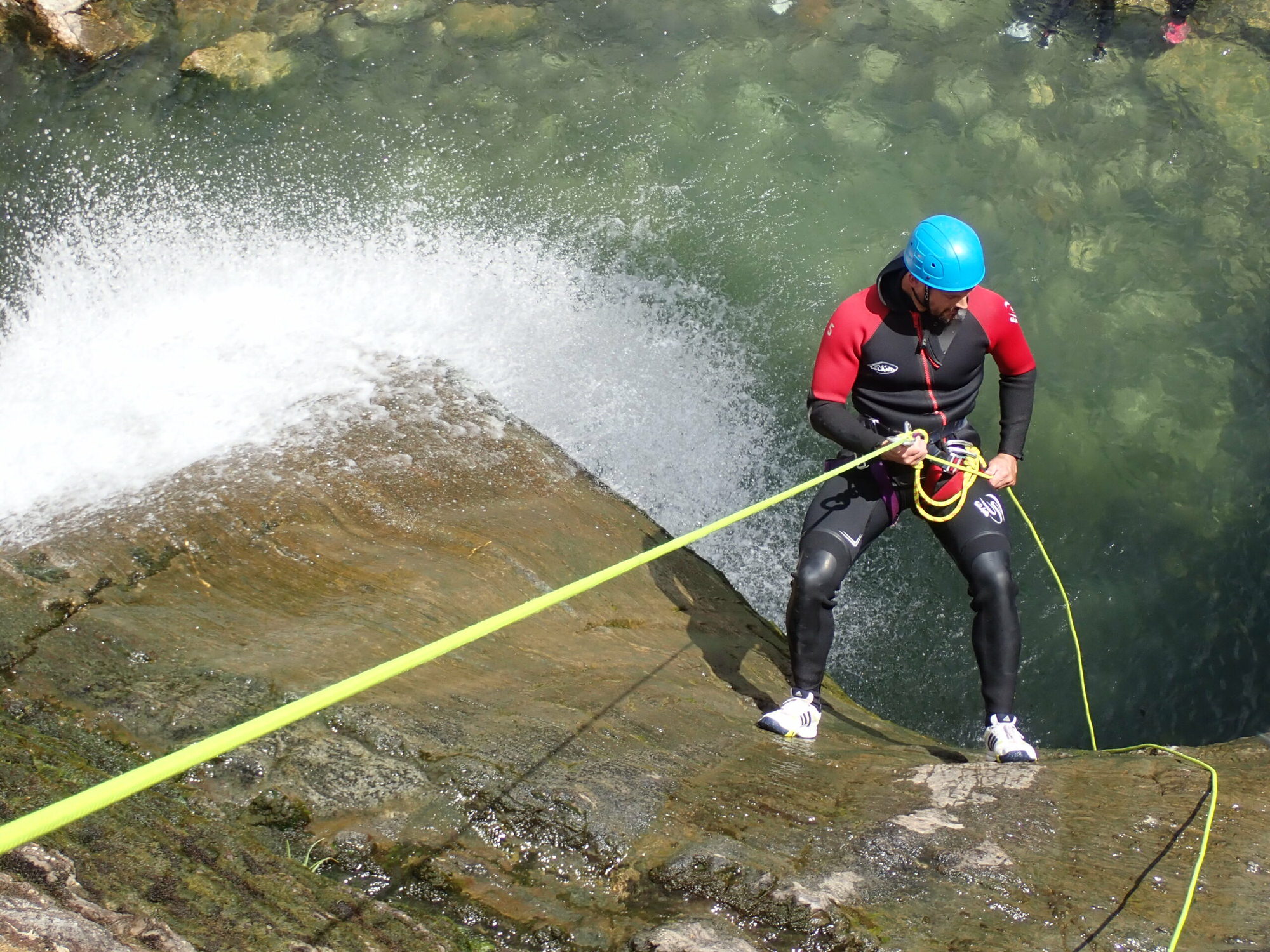 Abseiling in the Brousset canyon - Pic du midi ossau (Pyrenees)