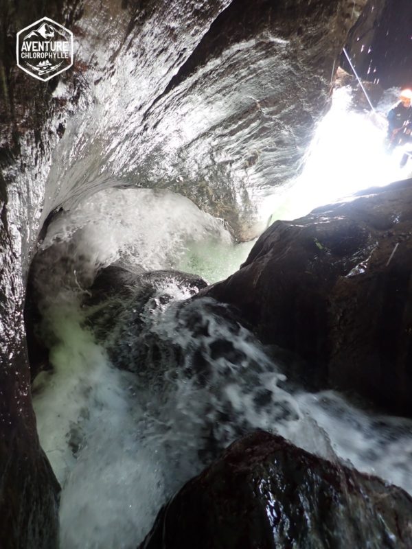 Glijbaan in de canyon van Canceigt bij Laruns 64